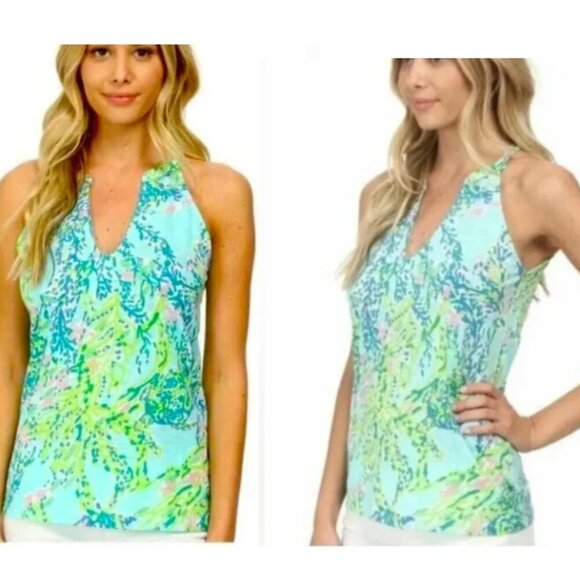 Lilly Pulitzer Arya Tank Top Women’s M Skye Blue Heaven Print EUC - Picture 5 of 11